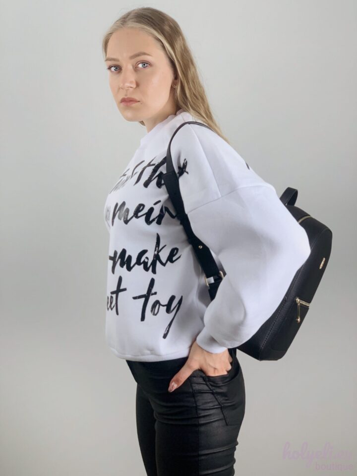 Oversized megztinis, balta - Image 2