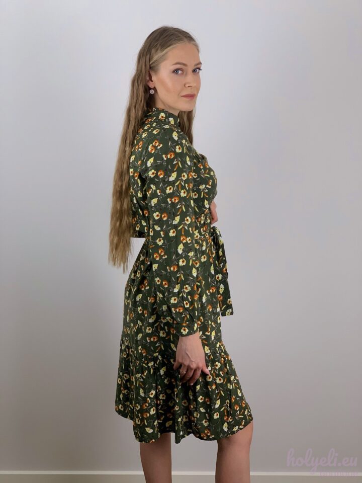 Lillemustriline kleit, khaki - Pilt 4