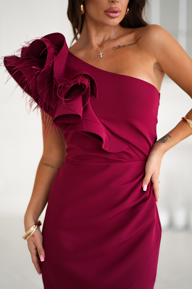 Volangidega õhtukleit, punane