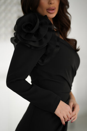 Ühe varrukaga maksikleit, must