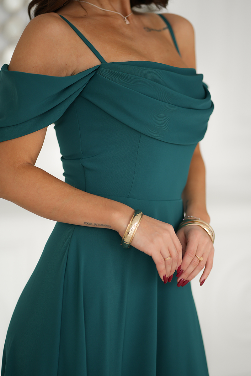 Avatud õlgadega maksikleit, roheline