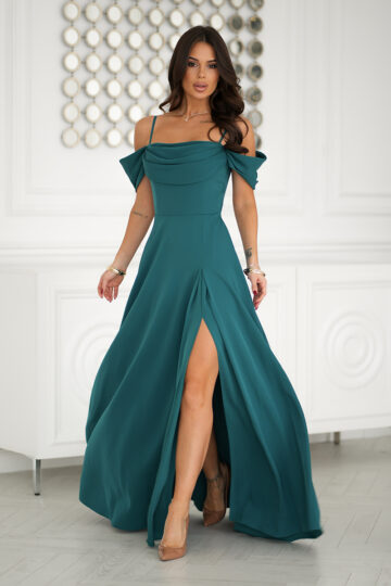 Avatud õlgadega maksikleit, roheline