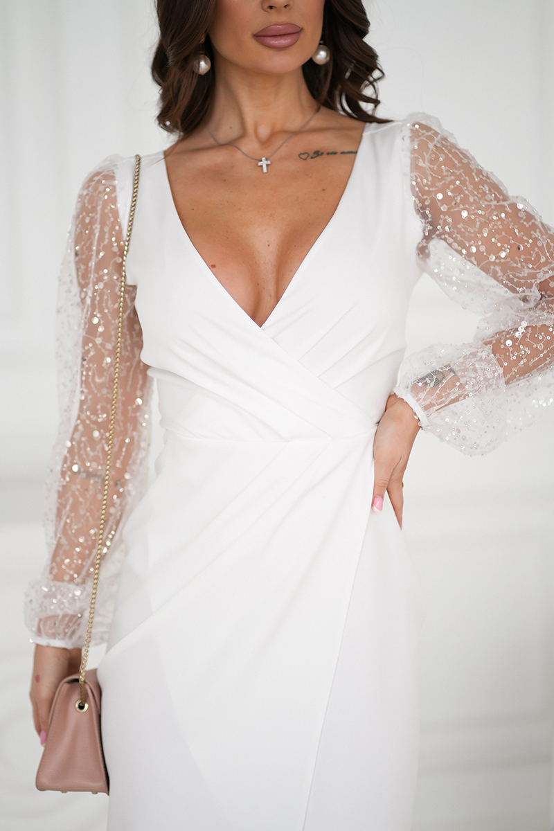 Sädelevate varrukatega hõlmikkleit, beež