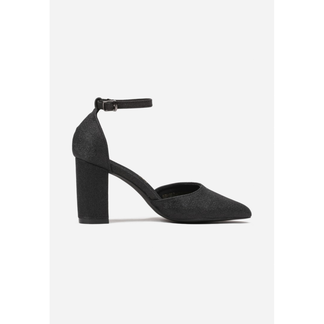 Heeled shoes, black-glitter