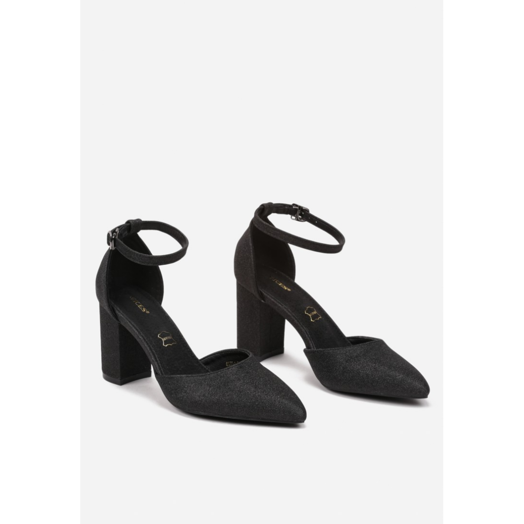 Heeled shoes, black-glitter