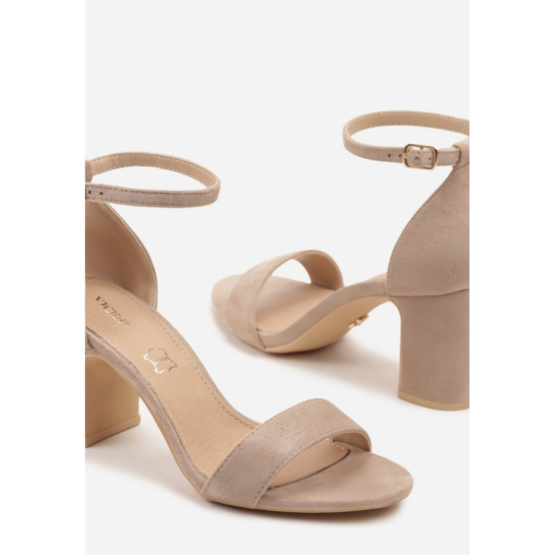Open heel shoes, beige