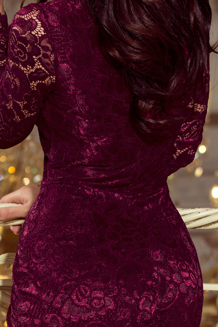 Lace evening dress, dark red