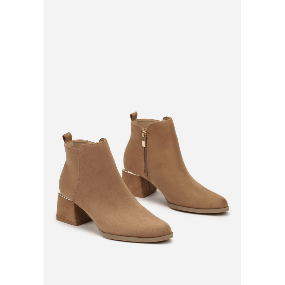 Heeled boots, beige