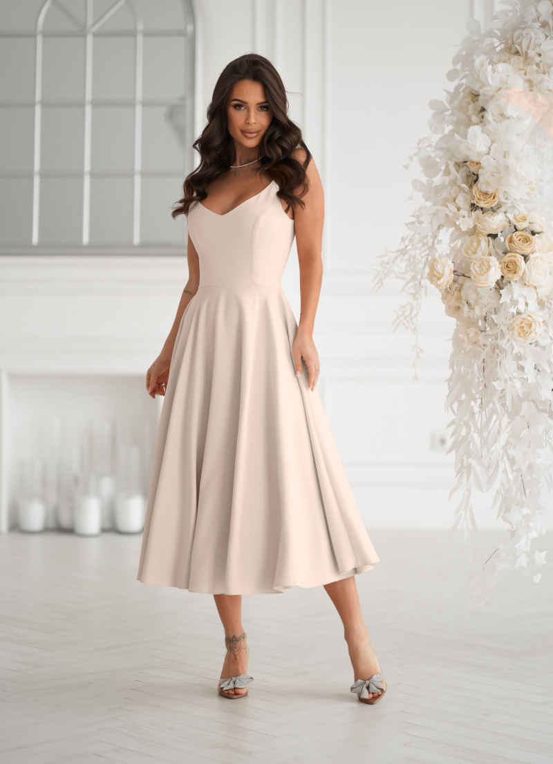 Midi õhtukleit, beež