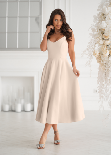 Midi õhtukleit, beež