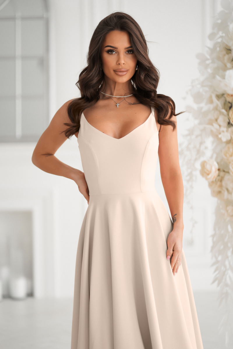 Midi õhtukleit, beež