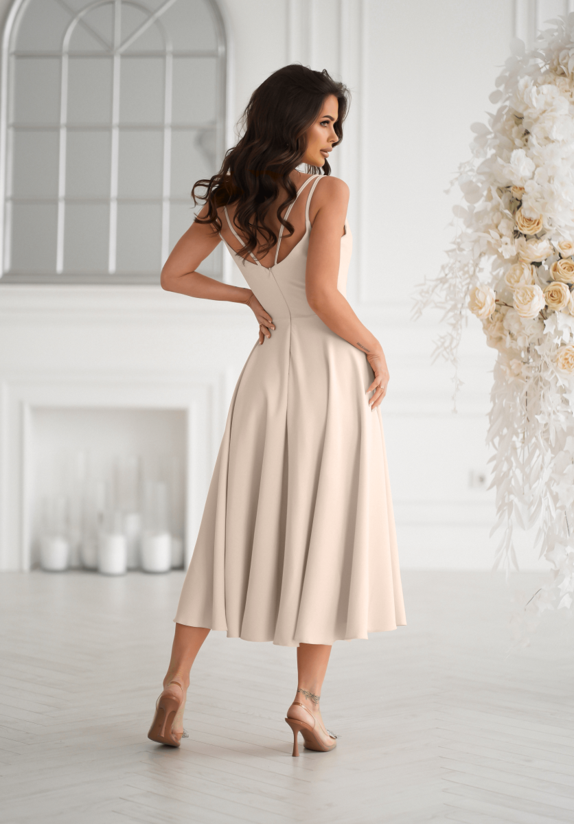 Midi õhtukleit, beež