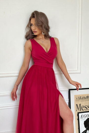 Maksi tüllkleit, tume punane