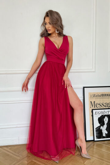 Maksi tüllkleit, tume punane