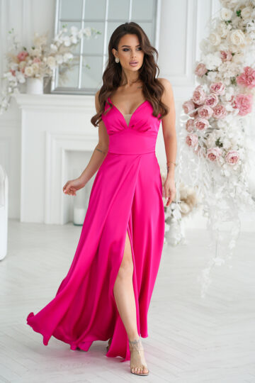 Lõhikuga maksikleit, roosa