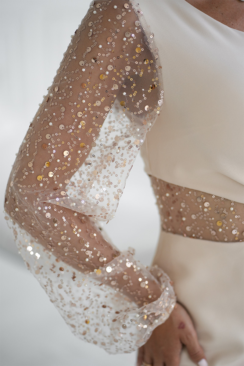 Elegantne õhtukleit, beež