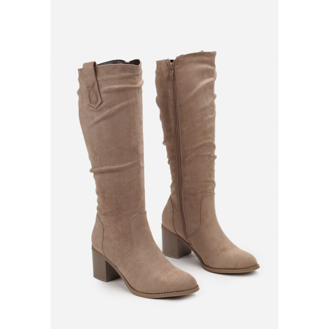 Heeled boots, beige