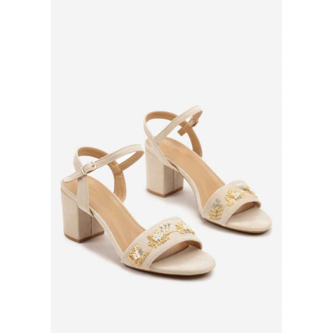 Open heel shoes, beige
