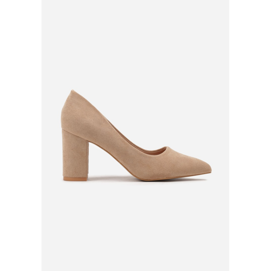 Block heel shoes, beige