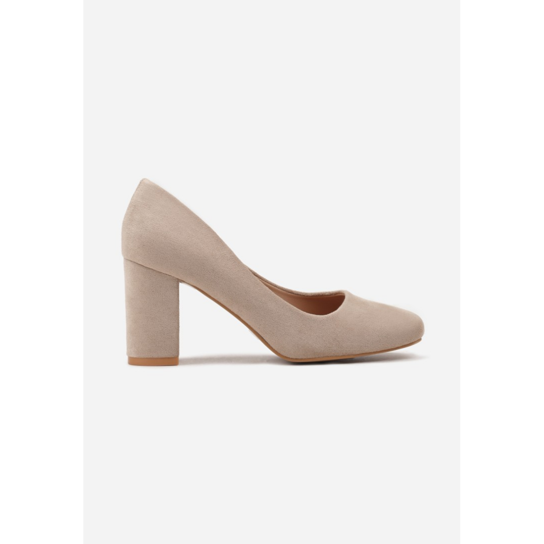 Block heel shoes, beige