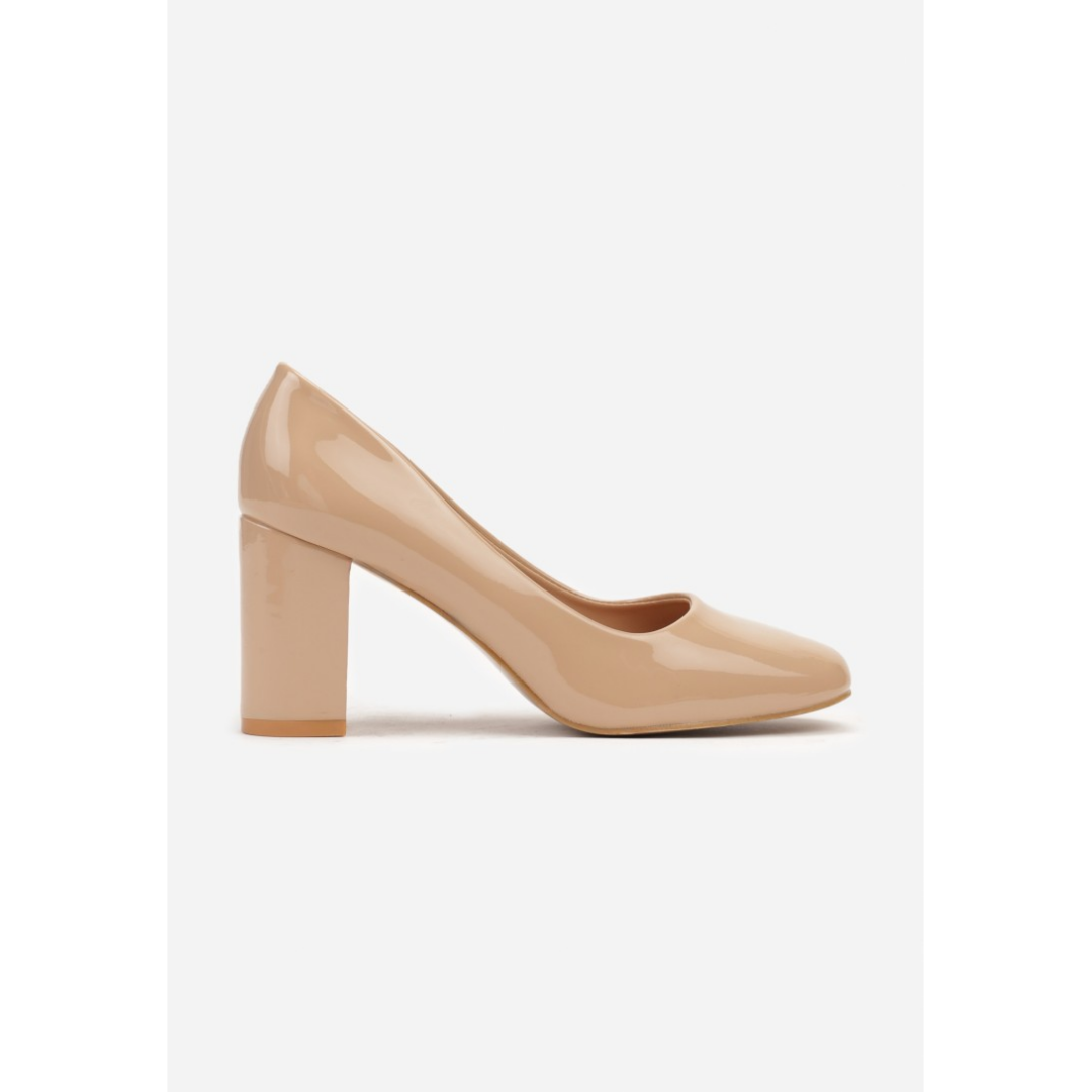 Block heel shoes, beige