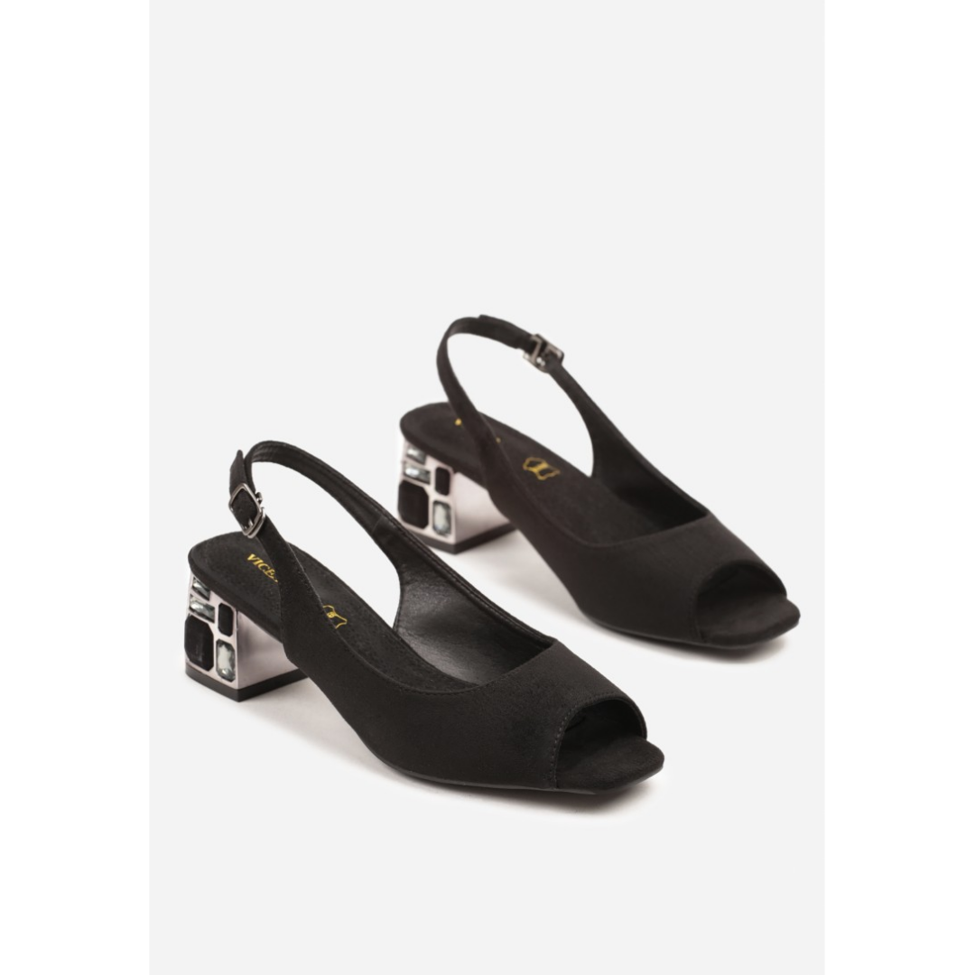 Open heel shoes, black