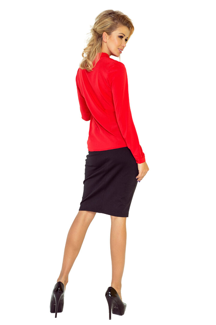 Blouse with bow, red