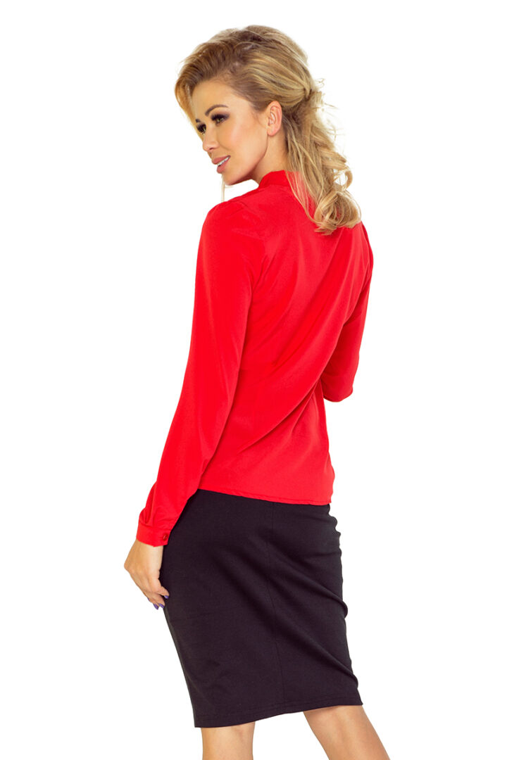 Blouse with bow, red