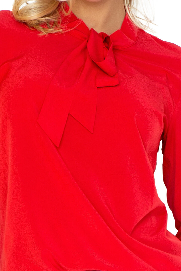 Blouse with bow, red