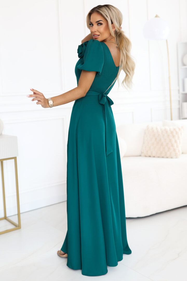 Elegantiška maksi suknelė, žalia - Image 3