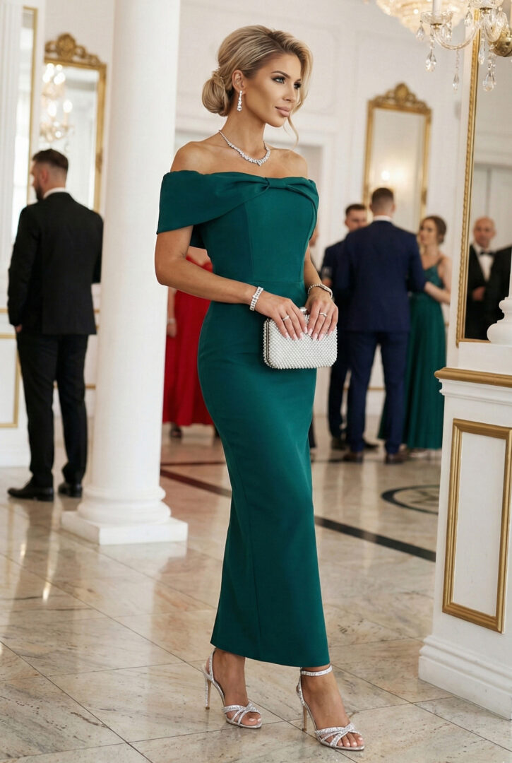 Prigludusi suknelė, žalia - Image 7
