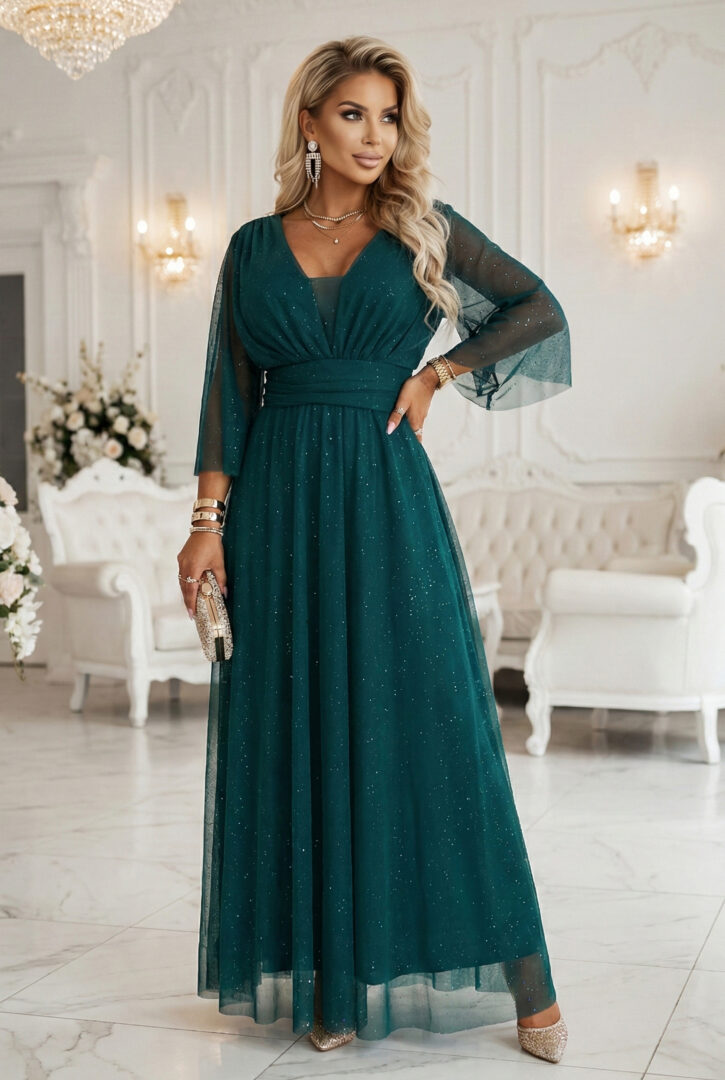 Plus size sädelev maksikleit, roheline - Pilt 5