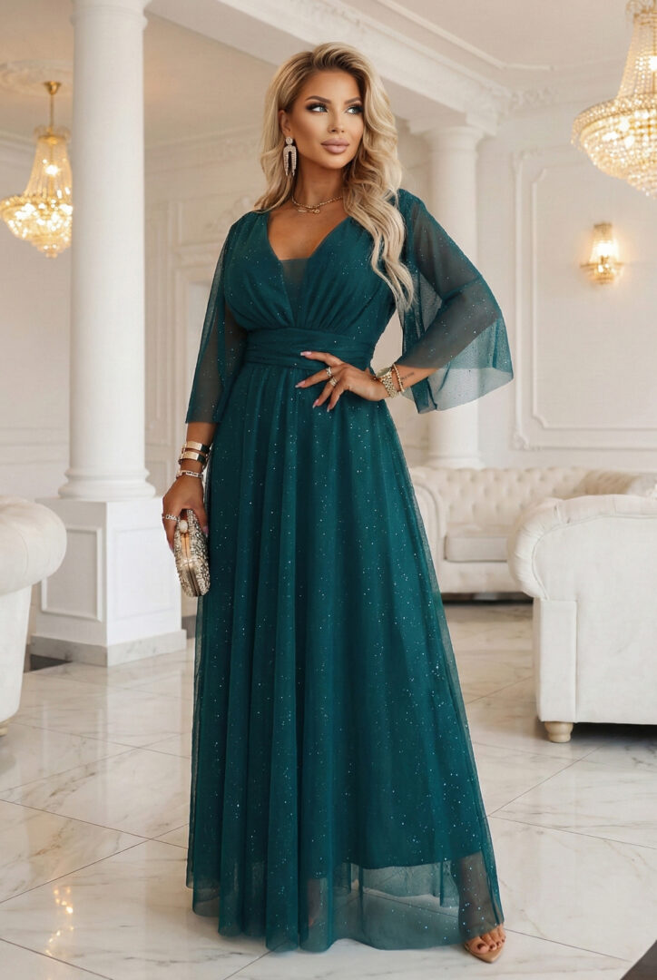 Plus size sädelev maksikleit, roheline - Pilt 10