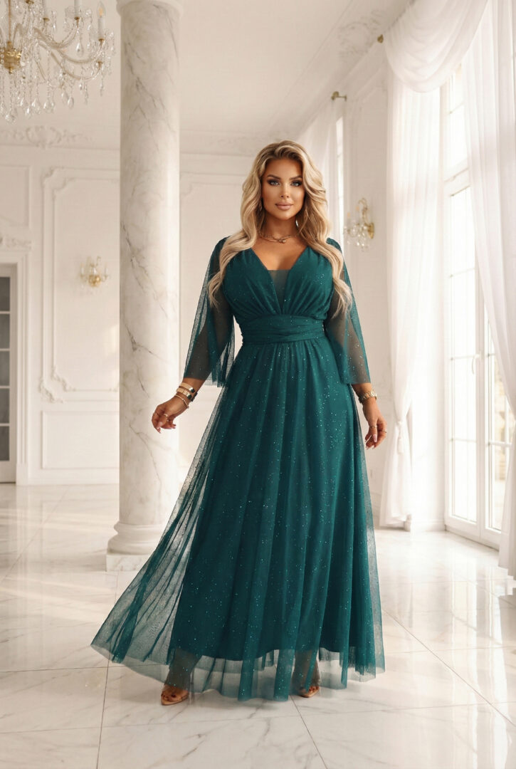 Plus size sädelev maksikleit, roheline - Pilt 11