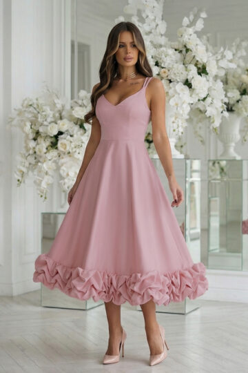 Elegantne midikleit, roosa