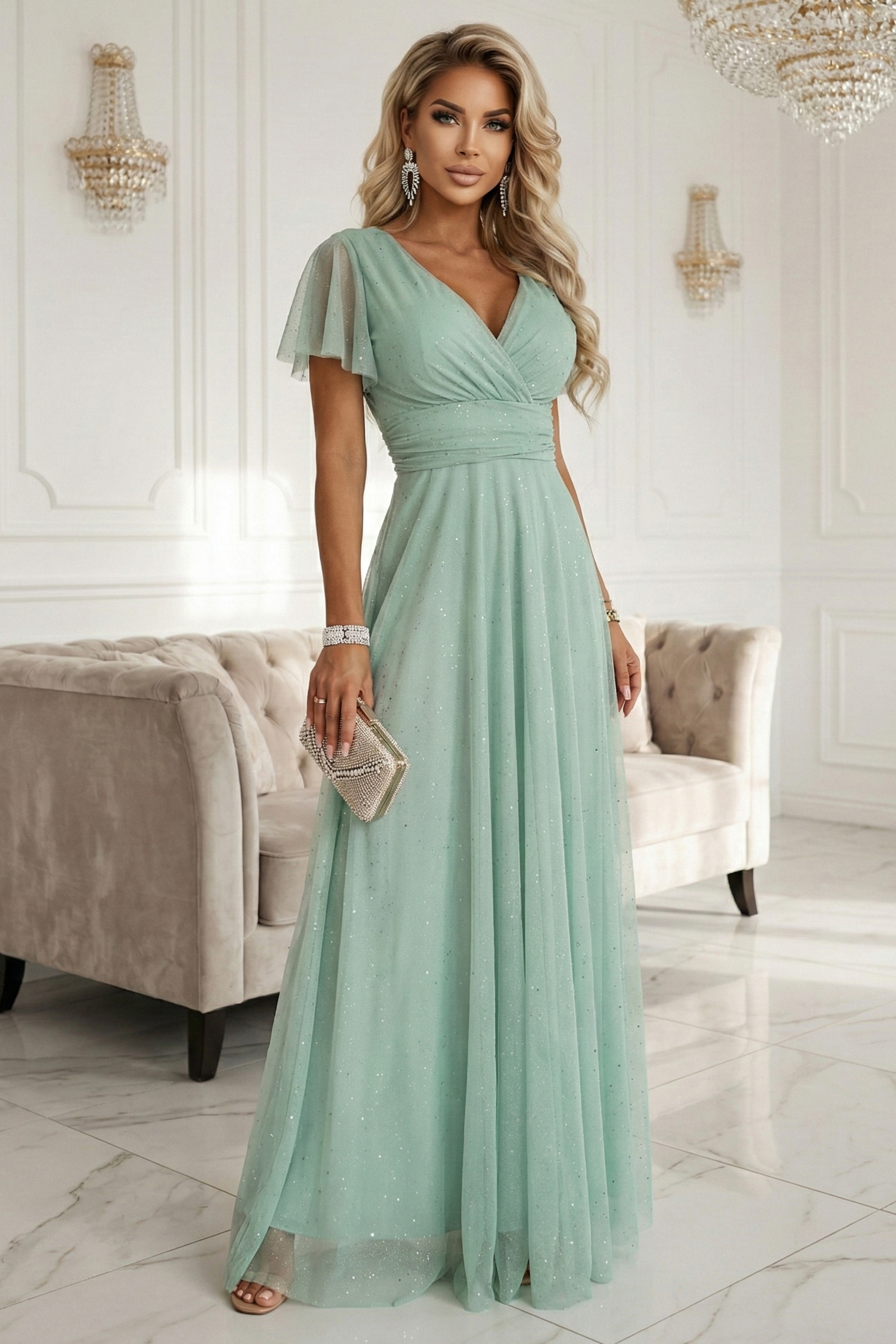 Sädelev maksikleit, hele roheline - Image 7