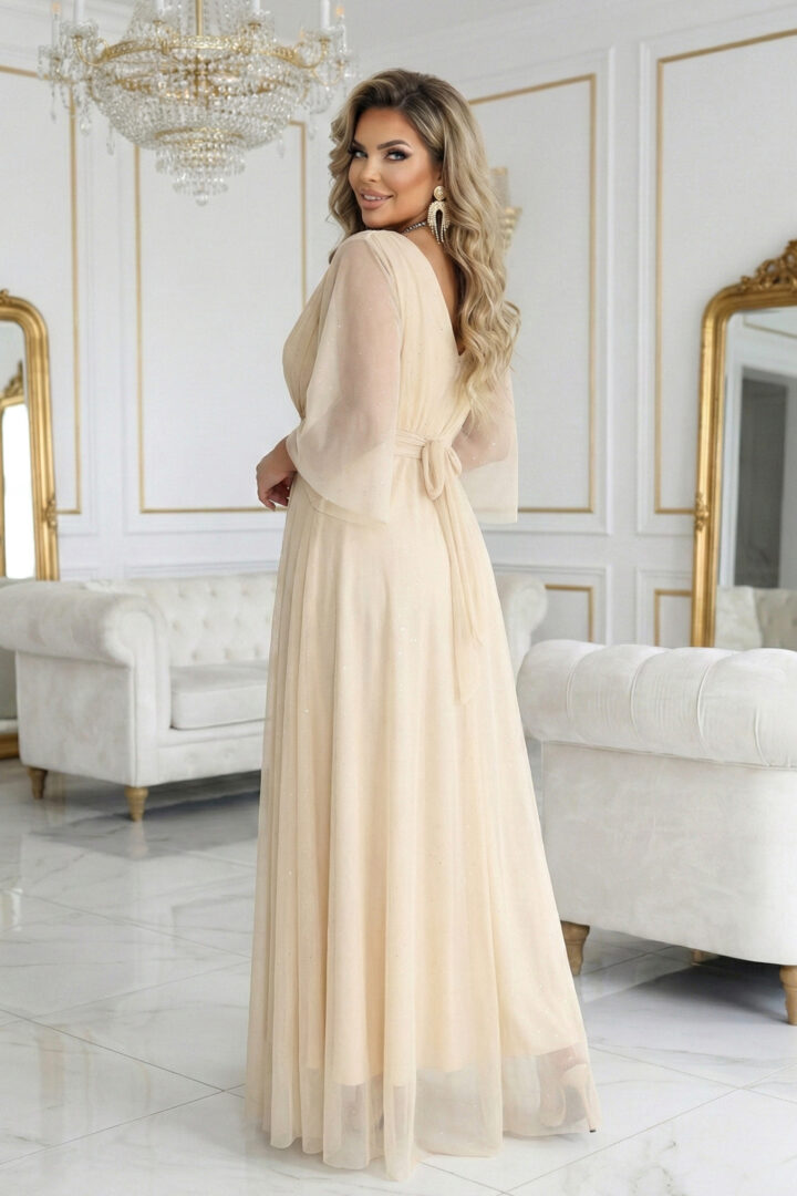 Plus size sädelev maksikleit, smėlio spalvos - Image 2