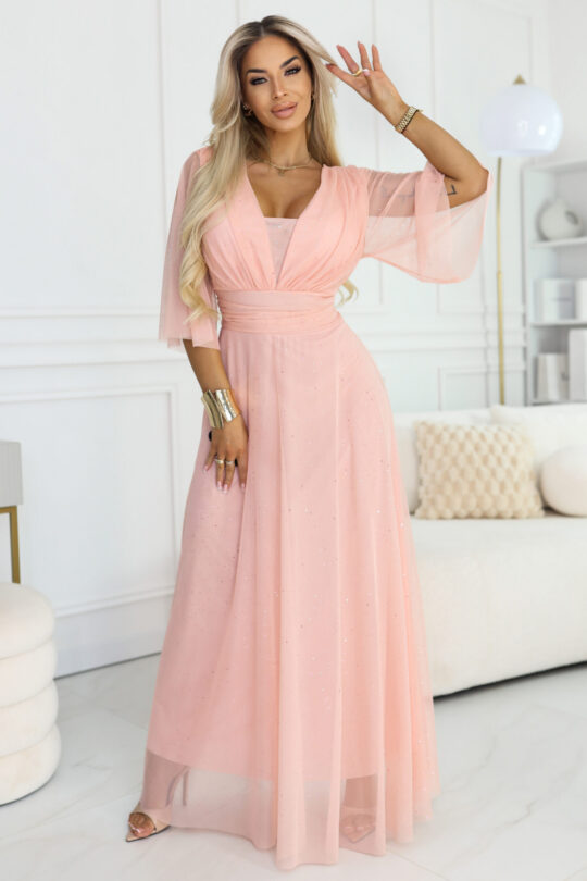 Plus size sädelev maksikleit, roosa