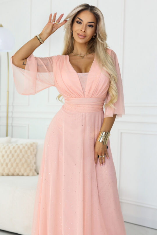 Plus size сверкающее макси-платье, розовый - изображение 4