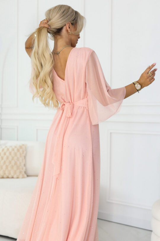 Plus size сверкающее макси-платье, розовый - изображение 5