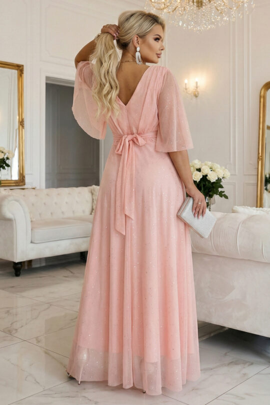 Plus size сверкающее макси-платье, розовый - изображение 7