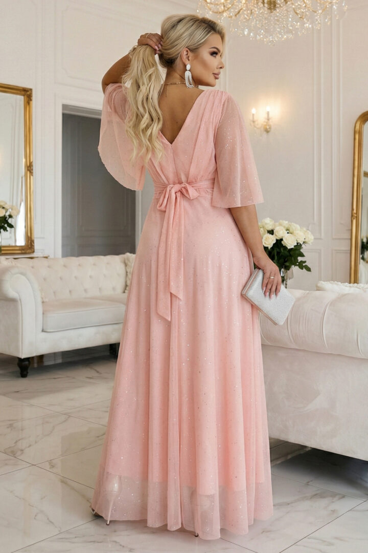 Plus size sparkling maxi dress, pink