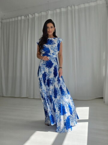 Plisseeritud maksikleit, sinine