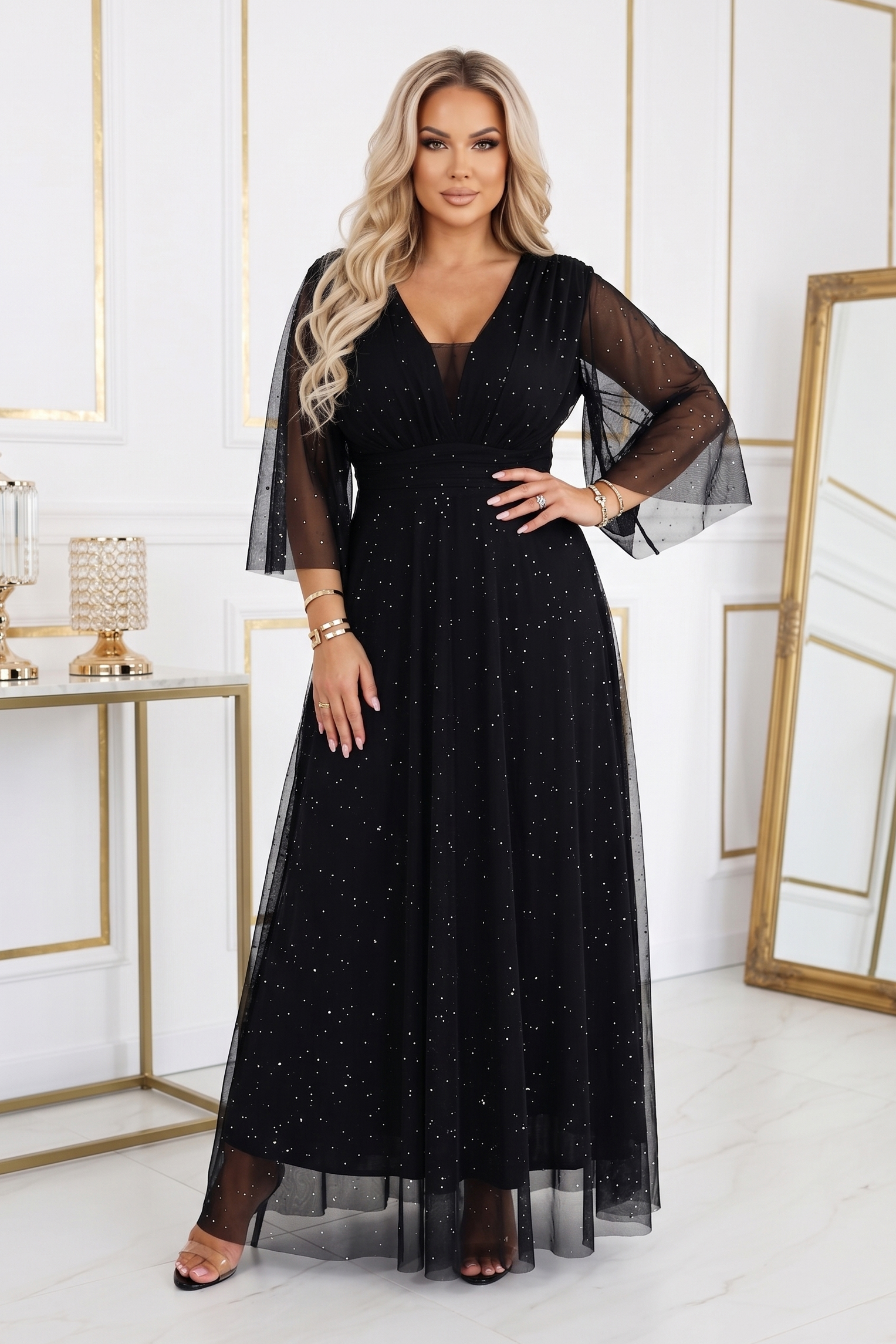 Plus size sädelev maksikleit, черный - изображение 1