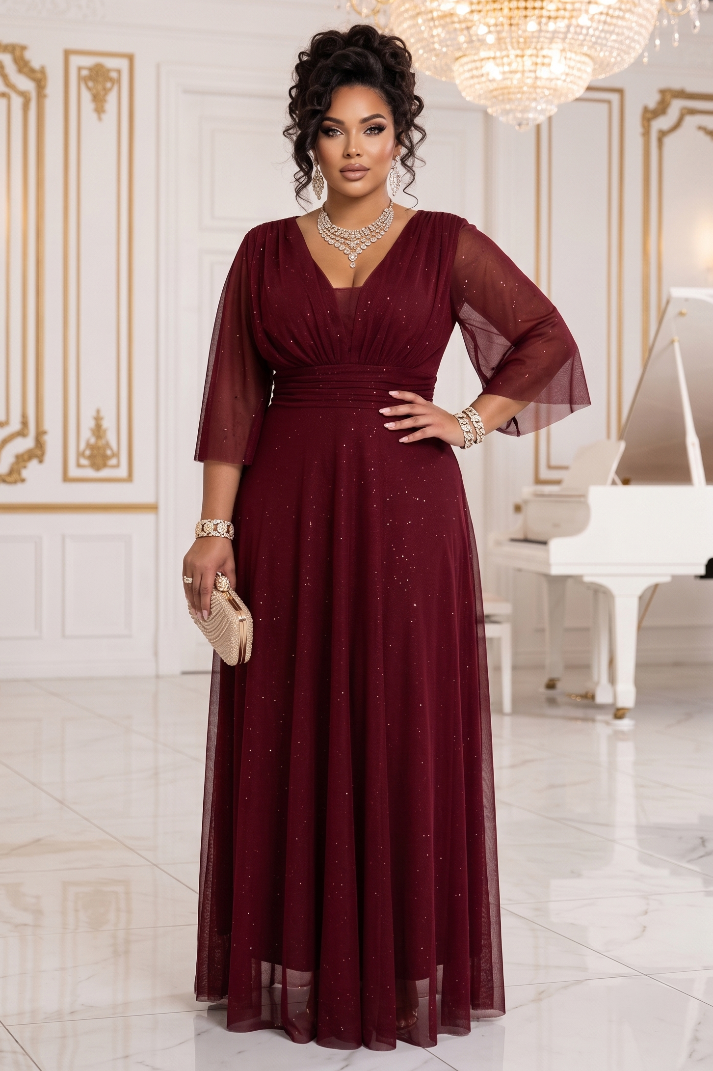 Plus size sädelev maksikleit, punane - Pilt 6