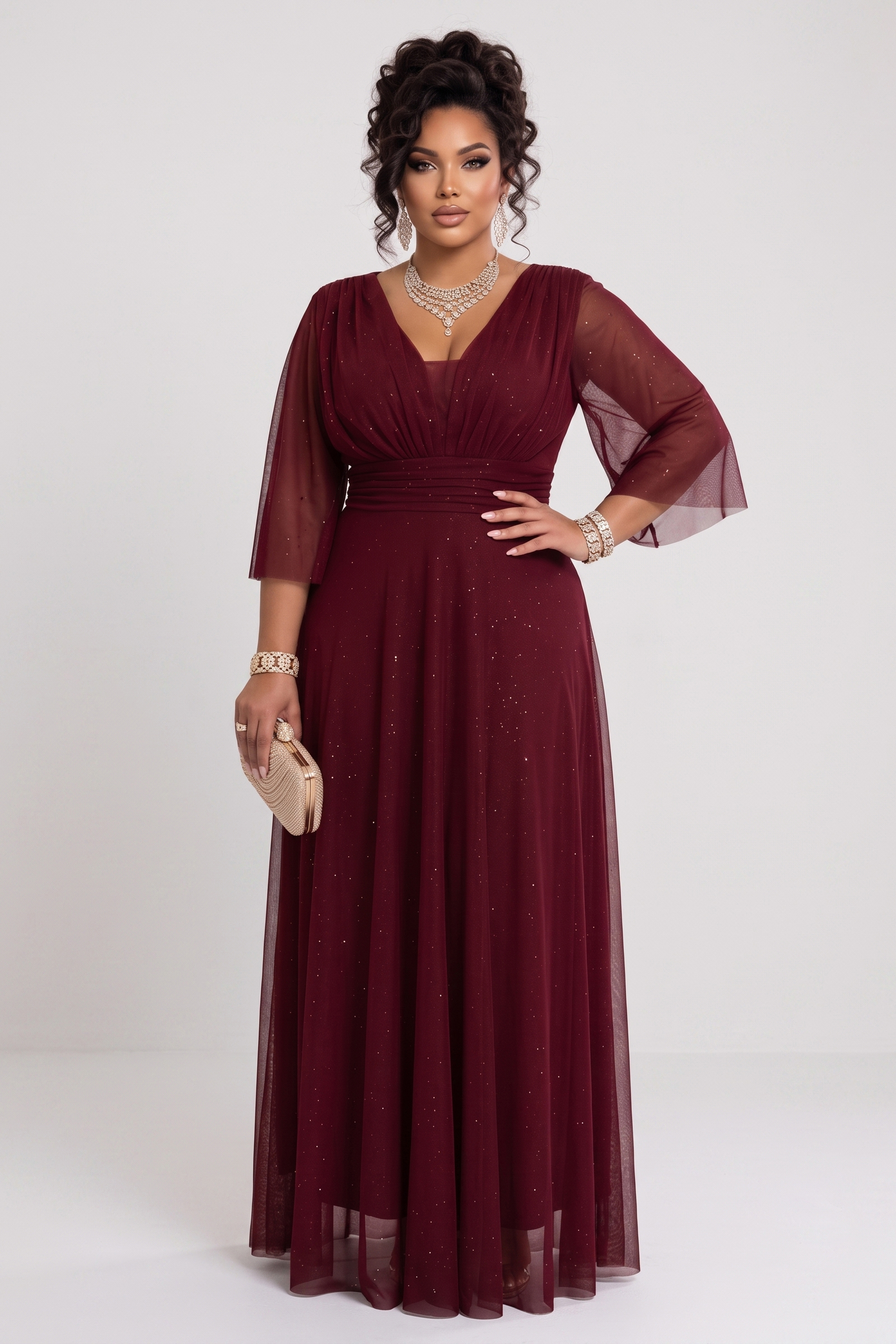 Plus size sädelev maksikleit, punane - Pilt 9