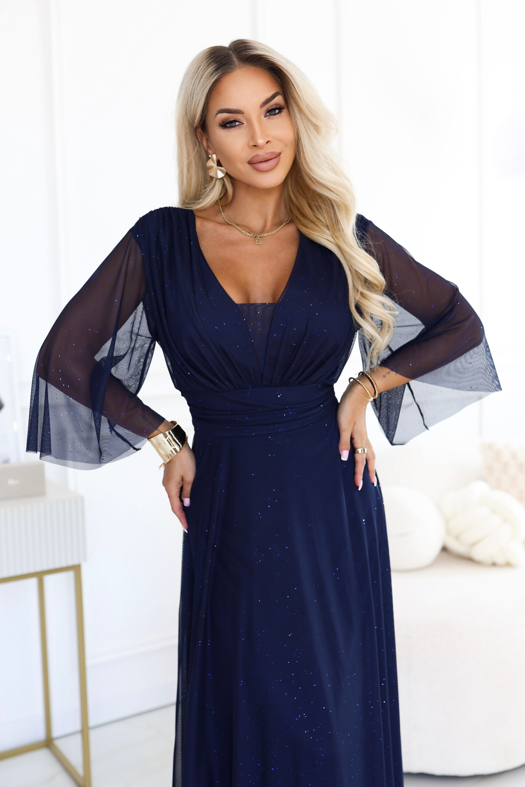 Plus size sädelev maksikleit, sinine - Pilt 5