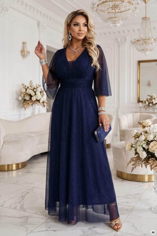 Plus size sädelev maksikleit, sinine
